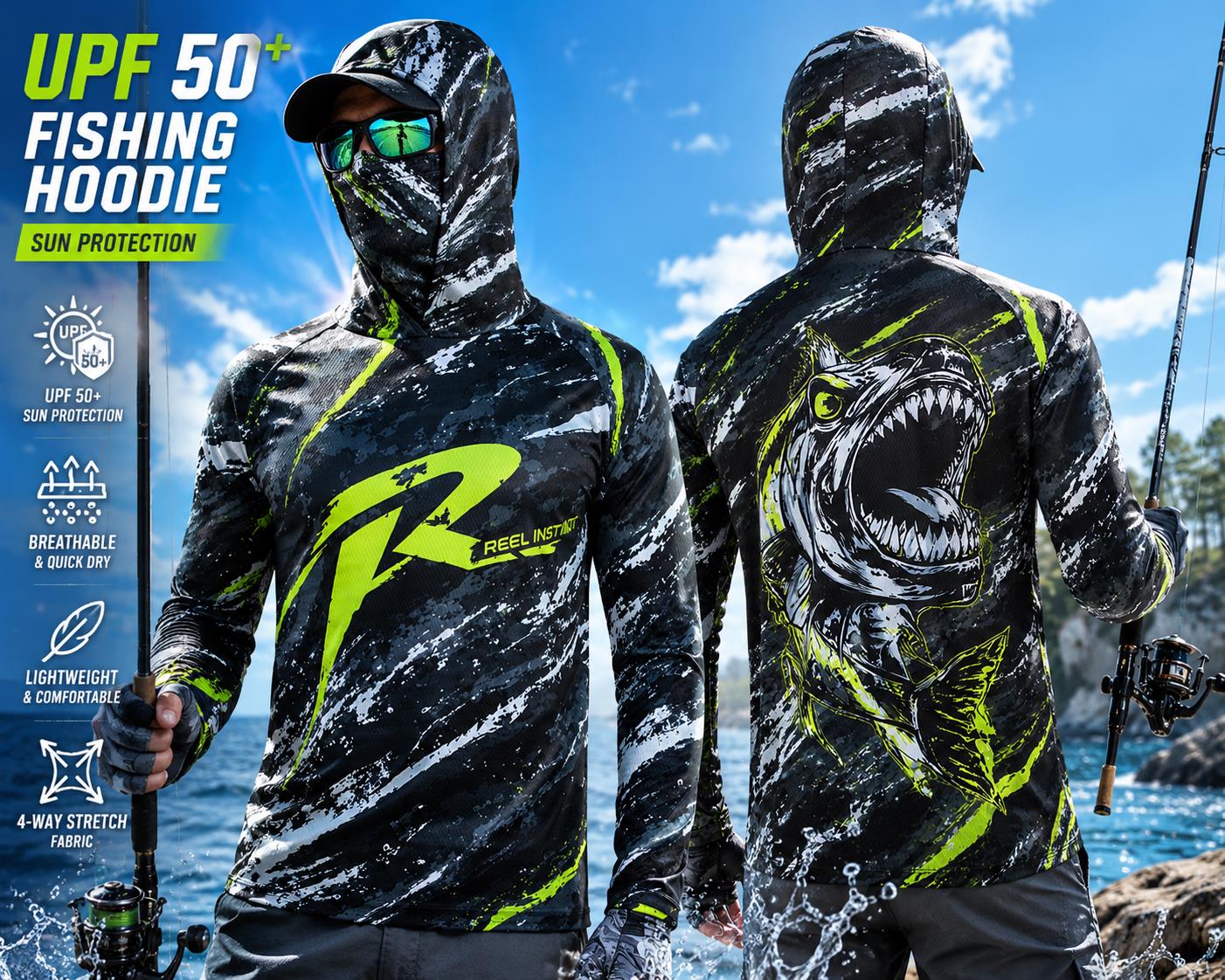 قميص صيد للرجال بغطاء للرأس، ح - مراجعة Fishing Hoodie وسعره