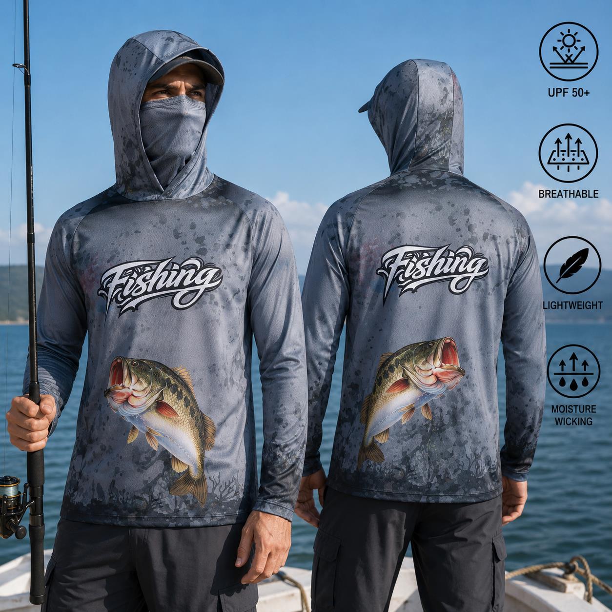 قميص صيد للرجال بغطاء للرأس، م - مراجعة Fishing Mask Sun Protection وسعره