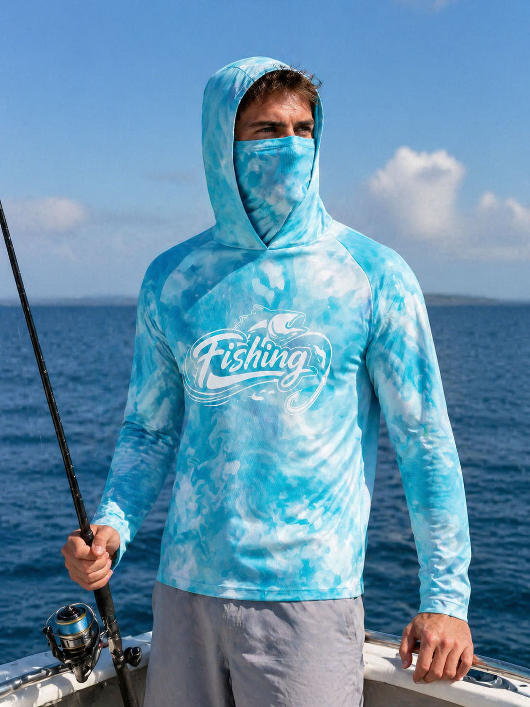 قميص صيد للرجال بغطاء للرأس، م - مراجعة Fishing Mask Sun Protection وسعره