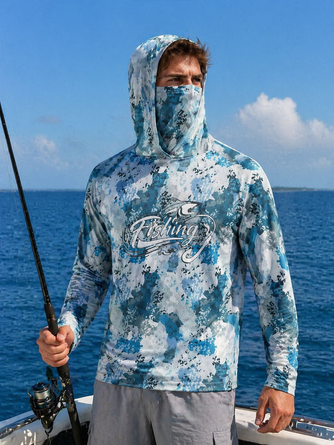 قميص صيد للرجال بغطاء للرأس، م - مراجعة Fishing Mask Sun Protection وسعره