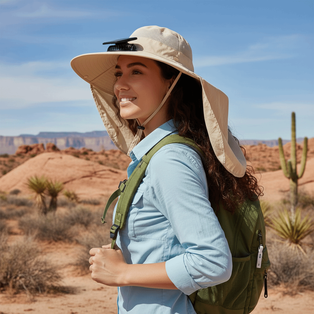 قبعة شمسية أنيقة مع مروحة شمسي - مراجعة Fishing Hat وسعره